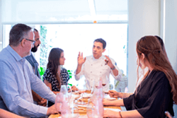 Chef and Students in a management class of the Executive Restaurant Management course of the Culinary Institute of Barcelona