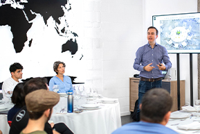 Teacher and students in the master class of the Catering and Events Management course
