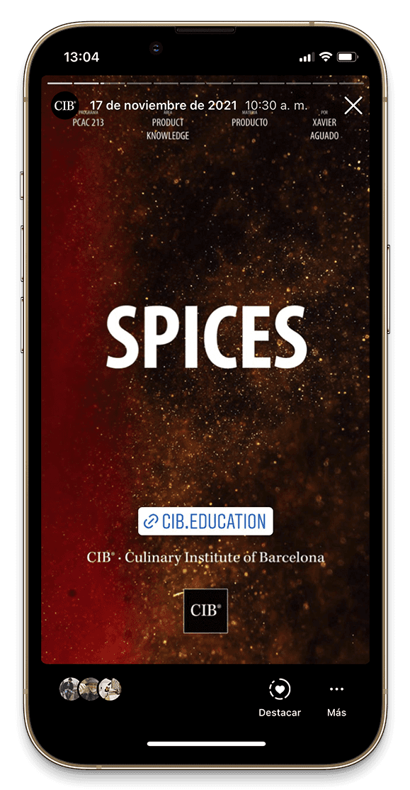 Clase magistral gastronomía en el CIB  Portada de la sesión culinaria especies del programa diploma chef de alta cocina